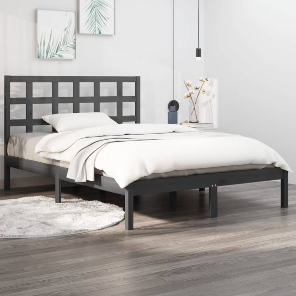 Estructura de cama madera maciza King Size gris 150x200 cm D