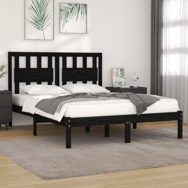 Estrutura da cama madeira maciça pinho duplo preto 120x190 cm D