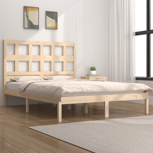 Estructura de cama madera maciza de pino King Size 150x200 cm D