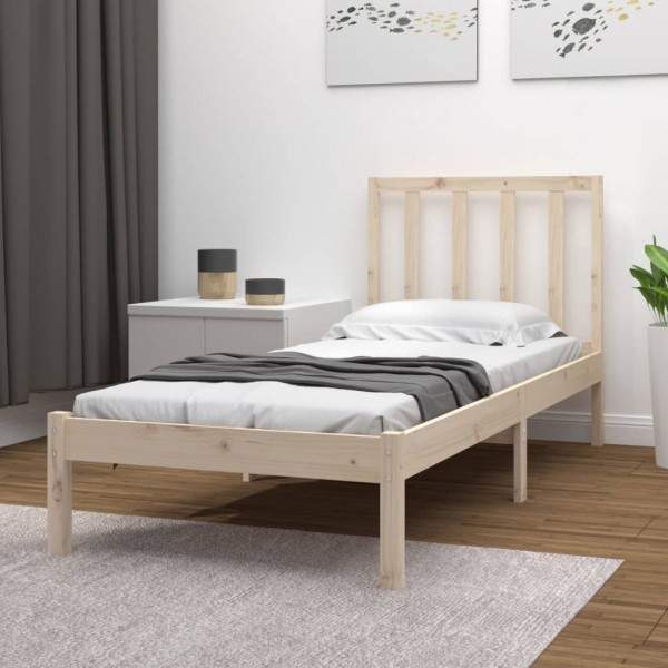 Estructura de cama madera maciza de pino individual 90x190 cm D