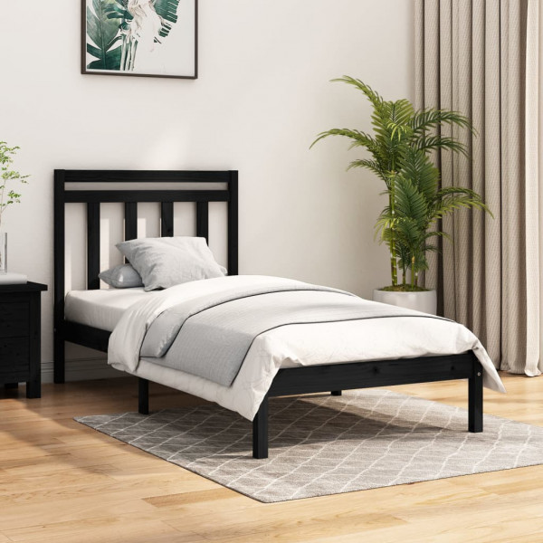 Estructura de cama madera maciza negro 100x200 cm D