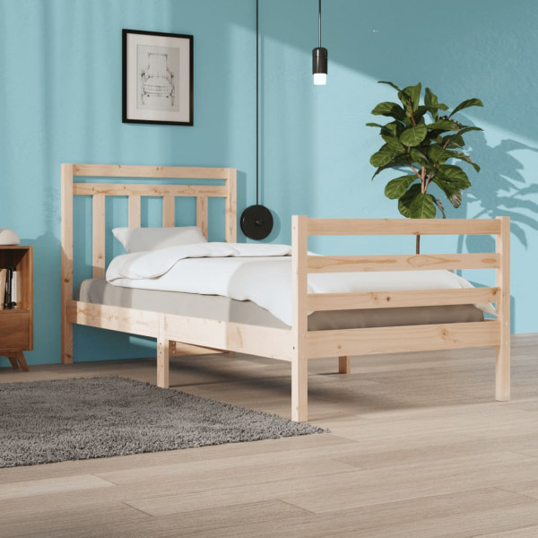 Estructura de cama madera maciza 90x200 cm D