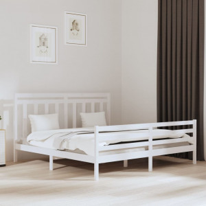 Estructura de cama madera maciza blanca 200x200 cm D