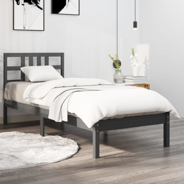 Estrutura de cama individual em madeira maciça preta 90x190 cm D