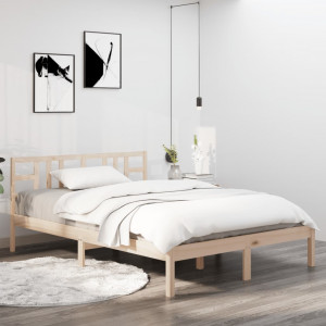 Estructura de cama doble pequeña madera maciza 120x190 cm D