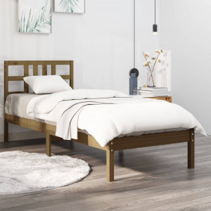 Estructura de cama madera maciza marrón miel 100x200 cm D