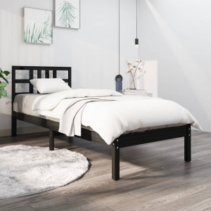 Estructura de cama madera maciza negra 100x200 cm D