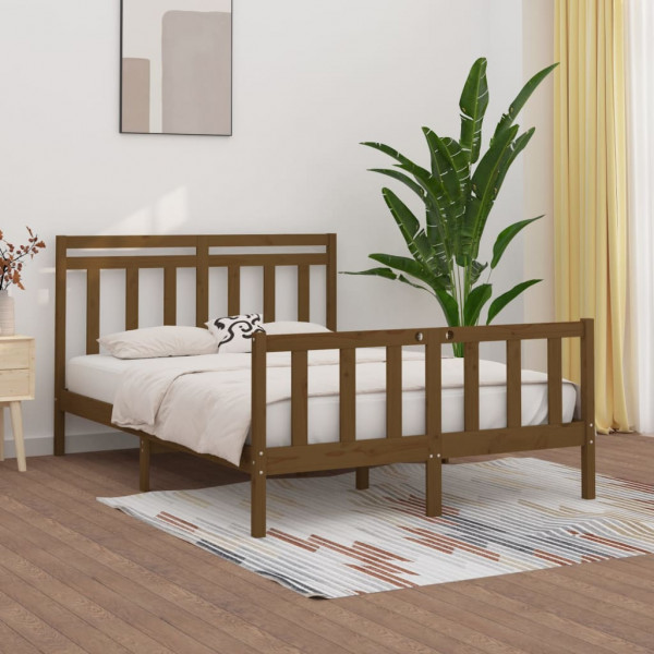 Estructura de cama madera maciza pino marrón miel 150x200 cm D