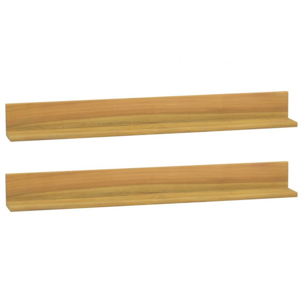 Estantes de pared 2 unidades madera maciza de teca 90x10x10 cm D