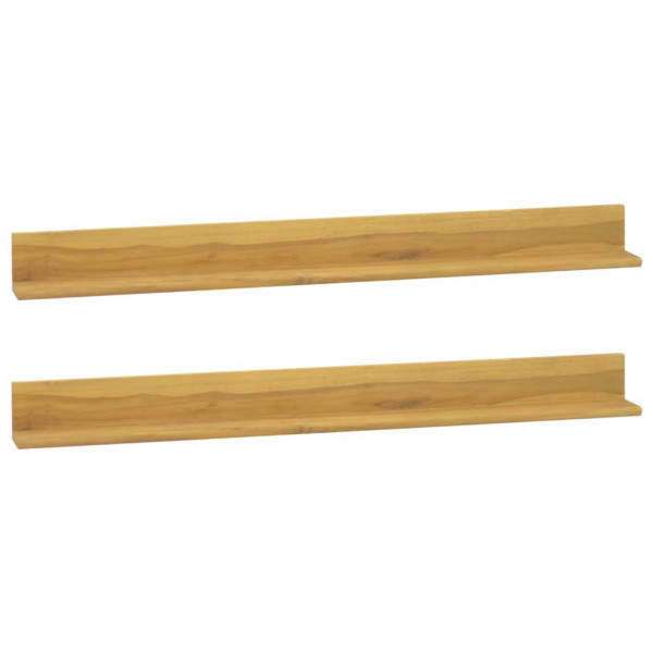 Estantes de parede 2 unidades madeira maciça de teca 110x10x10 cm D