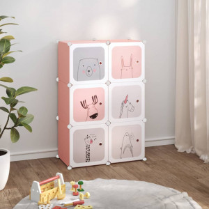 Estantería infantil de cubos con 6 compartimentos rosa PP D