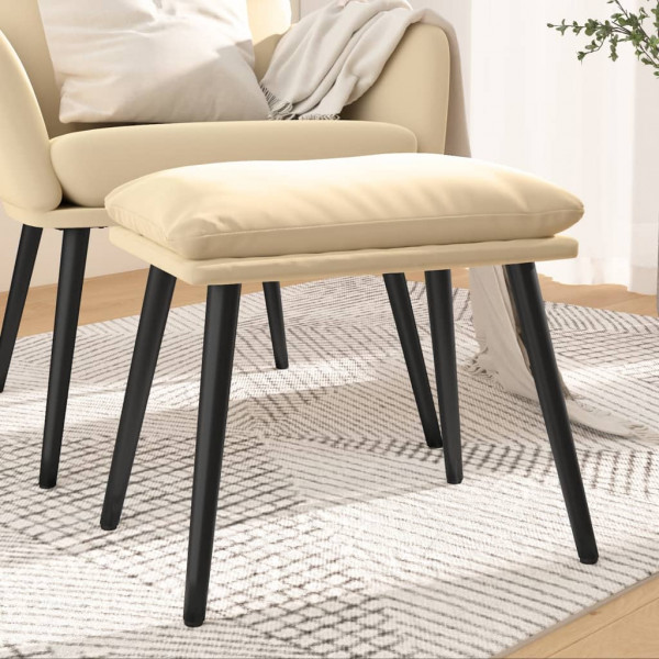 Reposapiés de terciopelo crema blanco 45x29.5x35 cm D