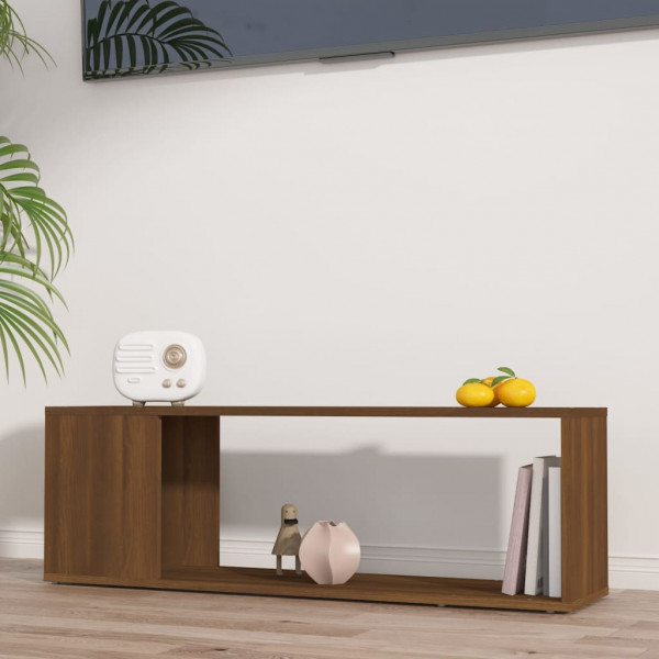 Mueble para TV madera contrachapada roble marrón 100x24x32 cm D