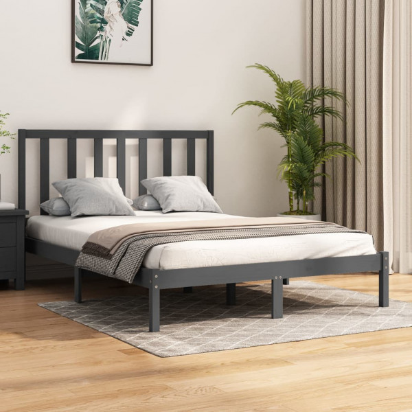 Estructura de cama madera maciza de pino gris 150x200 cm D
