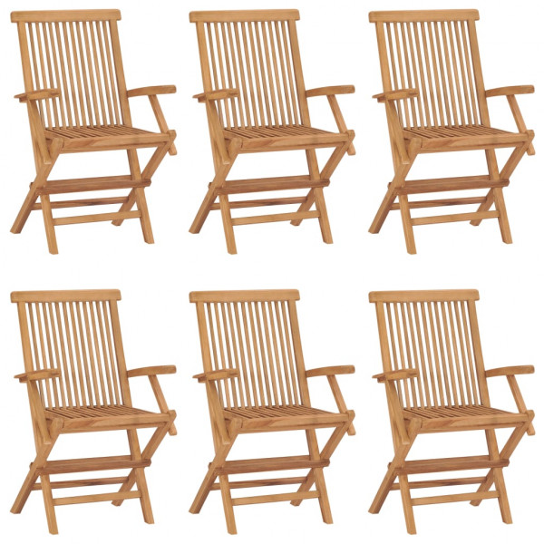 Cadeiras dobráveis de jardim 6 unidades em madeira maciça de teca D