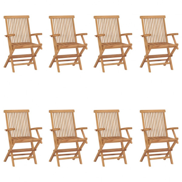 Cadeiras dobráveis de jardim 8 unidades em madeira maciça de teca D