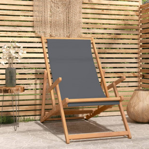 Silla de playa plegable de madera maciza de teca gris D