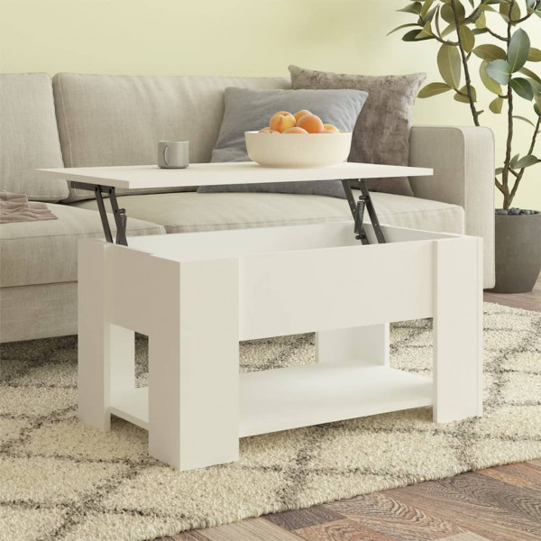 Mesa de centro madera contrachapada blanco 79x49x41 cm D