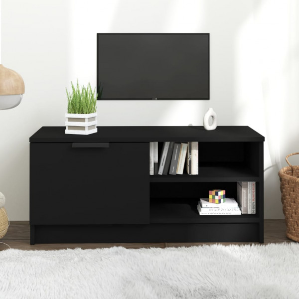 Mueble para TV madera contrachapada negro 80x35x36.5 cm D