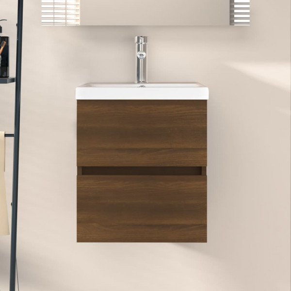 Mueble de lavabo madera contrachapada marrón roble 41x38.5x45cm D