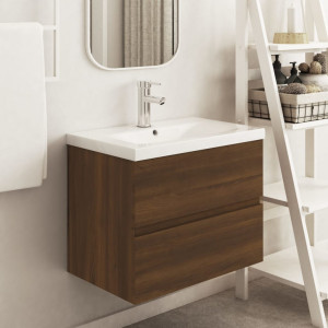 Mueble de lavabo madera contrachapada roble marrón 60x38.5x45cm D