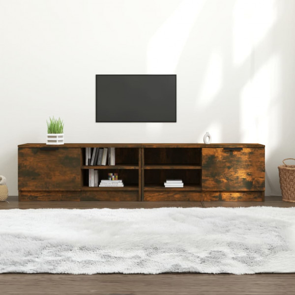 Muebles para TV 2 uds contrachapado roble ahumado 80x35x36.5 cm D