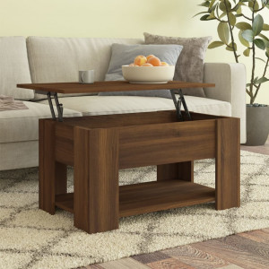 Mesa de centro madera contrachapada roble marrón 79x49x41 cm D