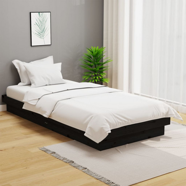 Estrutura de cama em madeira maciça preta 100x200 cm D
