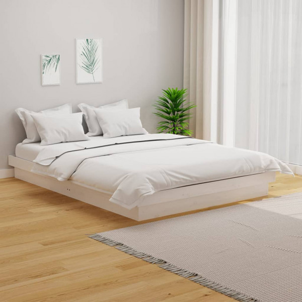 Estrutura de cama em madeira maciça branca King Size 150x200 cm D