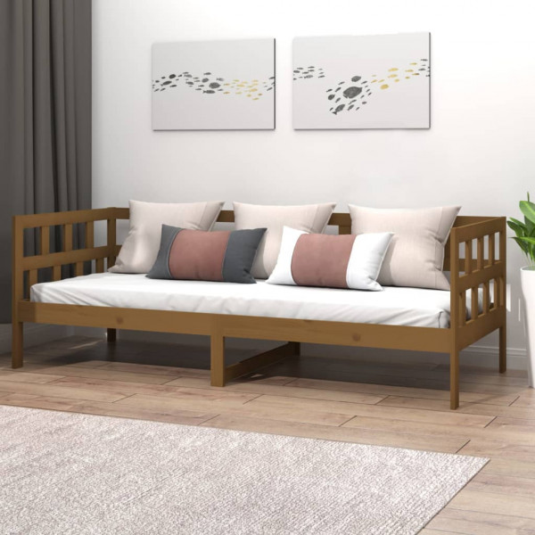 Sofá cama madera maciza de pino marrón miel 80x200 cm D