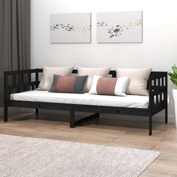 Sofá-cama em madeira maciça de pinho preto 90x190 cm D