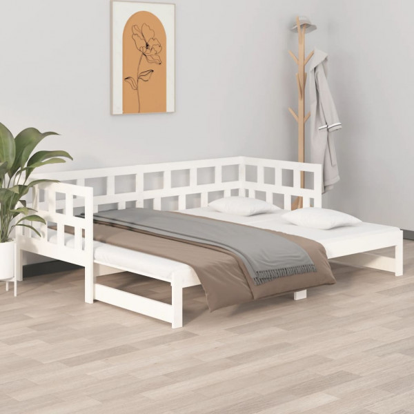 Sofá cama removível madeira maciça de pinho branco 2x80x200 cm D