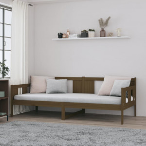 Sofá cama de madera maciza de pino marrón miel 90x190 cm D