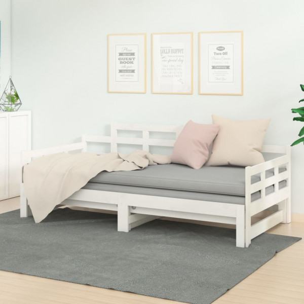 Sofá cama removível madeira maciça de pinho branco 2x80x200 cm D