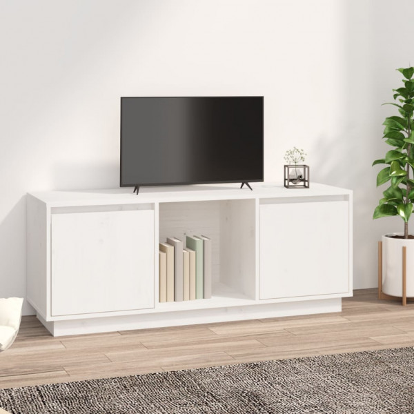 Mueble para TV de madera maciza de pino blanco 110.5x35x44 cm D