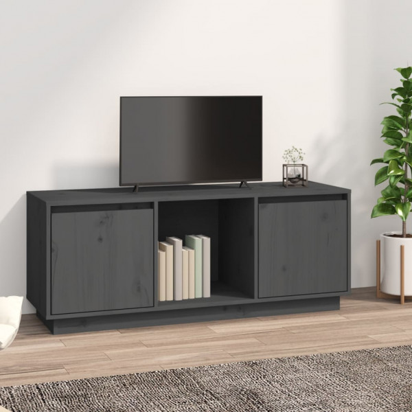 Mueble para TV de madera maciza de pino gris 110.5x35x44 cm D
