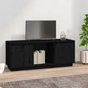 Mueble para TV de madera maciza de pino negro 110.5x35x44 cm D