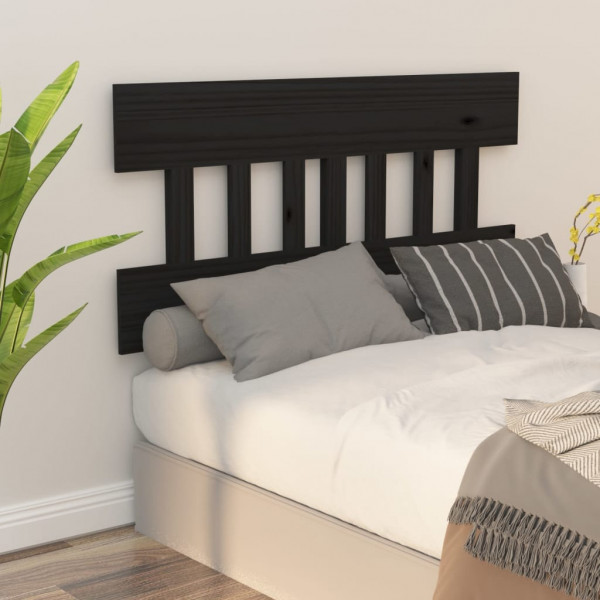 Cabeça de cama madeira maciça de pinho preto 138x3x81 cm D