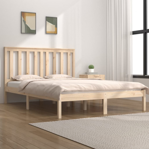 Estructura cama doble pequeña madera maciza pino 120x190 cm D