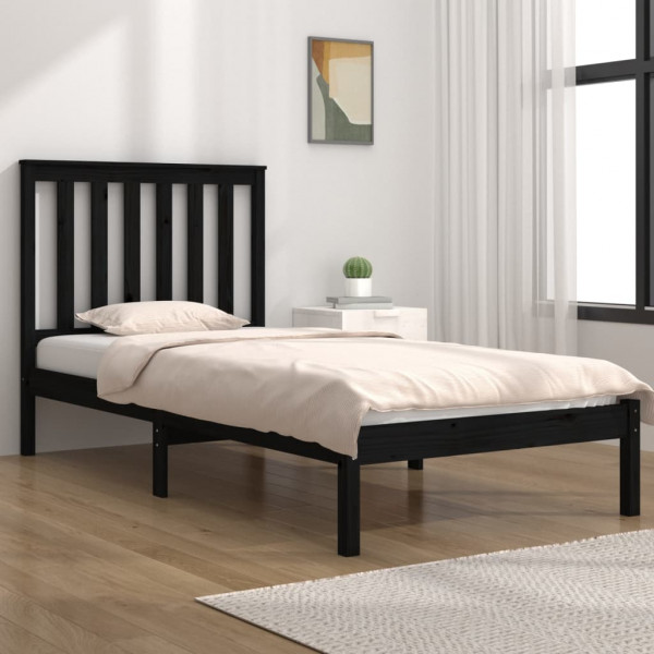 Estructura de cama Negro Madera maciza 90x200 cm