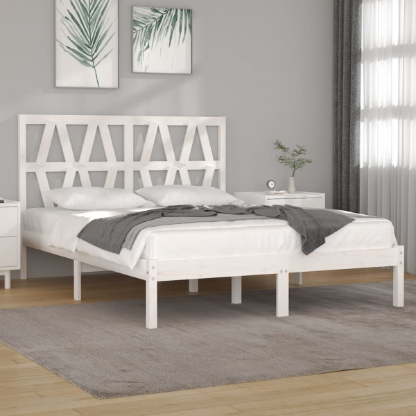 Estrutura da cama matrimonial madeira de pinho branco 135x190 cm D
