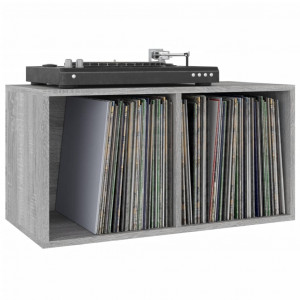 Caixa de disco de vinil em compensado cinza 71x34x36cm D