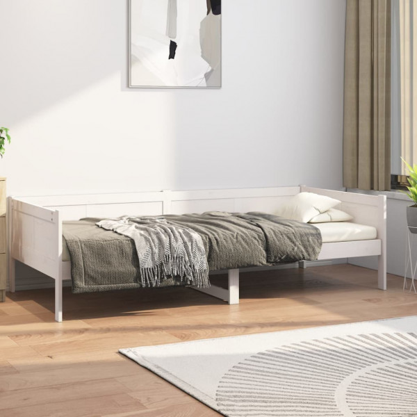 Sofá cama madera maciza de pino blanco 80x200 cm Sofá cama madera maciza de pino blanco 80x200 cm D