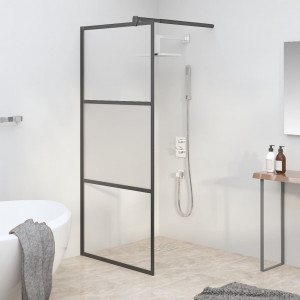 Mampara de ducha vidrio ESG semiesmerilado negro 80x195 cm D