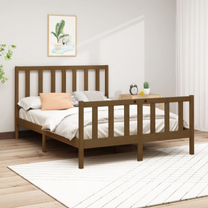 Estructura de cama madera maciza de pino marrón miel 160x200 cm