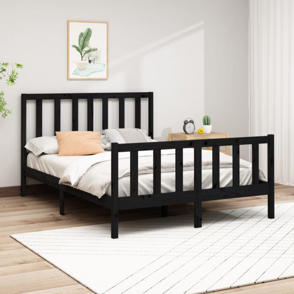 Estructura de cama madera maciza de pino negro 120x200 cm D