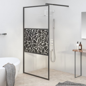 Mampara ducha vidrio esmerilado diseño piedras negro 115x195 cm D