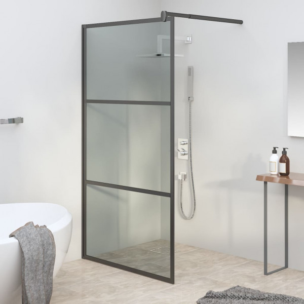Mampara de ducha accesible vidrio ESG oscuro negro 100x195 cm D
