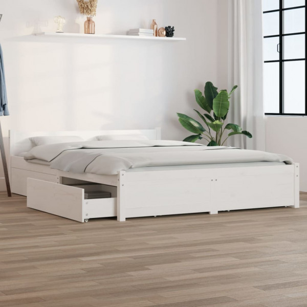 Estructura de cama con cajones doble blanca 135x190 cm D