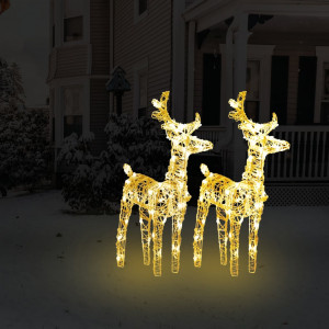 Rena de Natal 2 Pack 80 LED Acrílico Branco Quente D